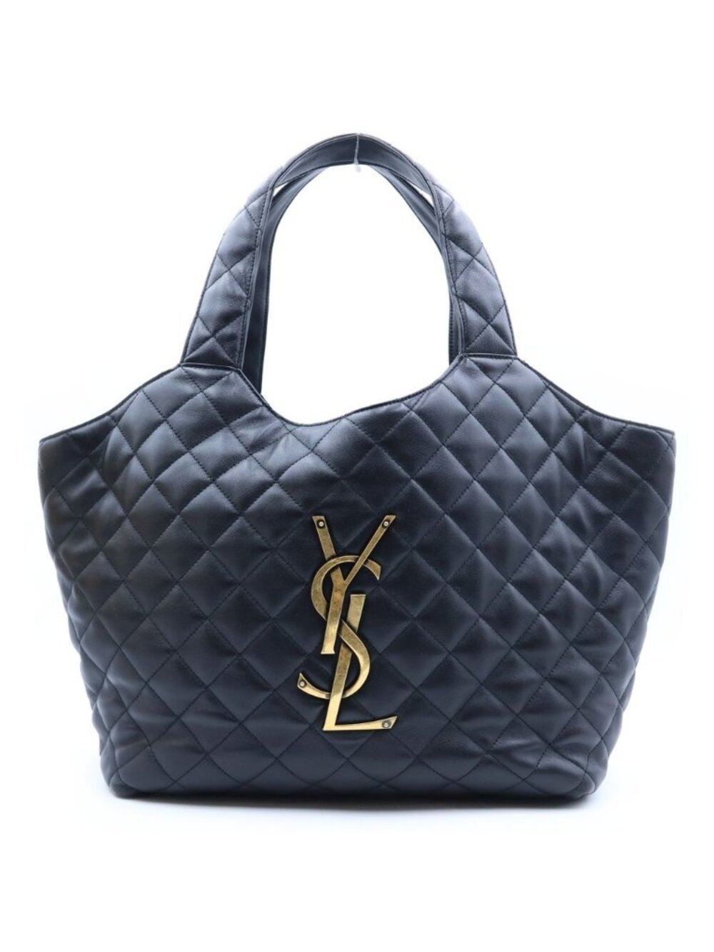 Saint Laurent Paris Icare Maxi Quilted Tote Bag Black Lambskin Gold